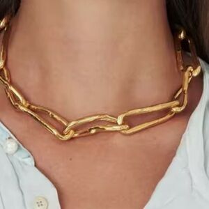 Brut Twisted Molten Gold Link Necklace Hammered Alexis Bittar STYLE F01